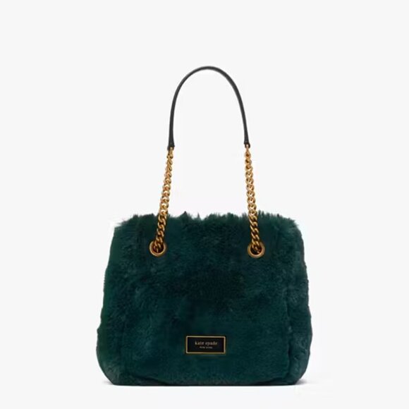 kate spade Handbags - Kate Spade Cleo Faux Fur Small Chain Bucket Bag In Pine Grove